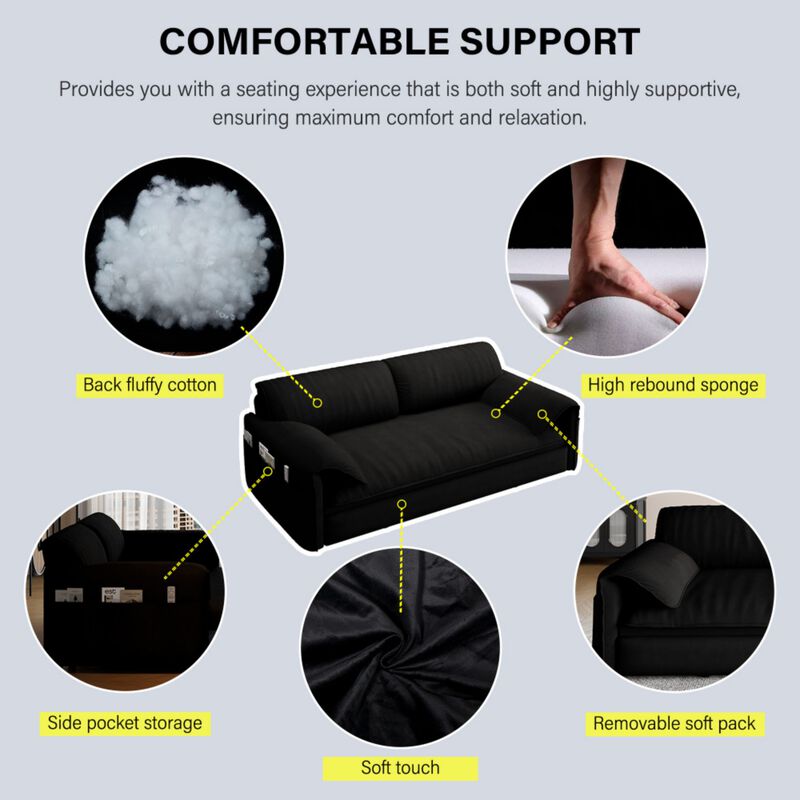 Lescet Velvet Pull‑Out Sleeper Sofa Bed image number 5