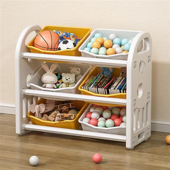 Kids Toy Storage Organizer with 6 Bins – Multi-Bin Shelf for Toys, Books & More