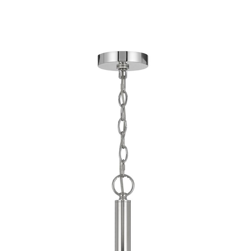 6-Light Candelabra Chandelier with LED, Chrome and Oak Wood, 26 Inch image number 5
