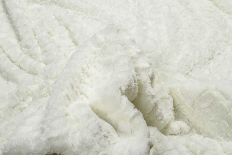 Embroidered Faux Fur Plush Throw Blanket – Cozy Blanket for Sofa, Bedroom, or Home Décor
