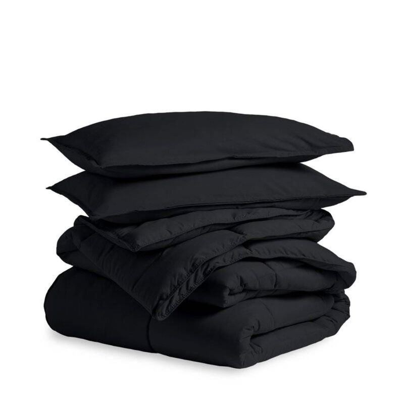 Hivvago King/Cal King size Luxuriously Soft Down Alternative Comforter Set in Black