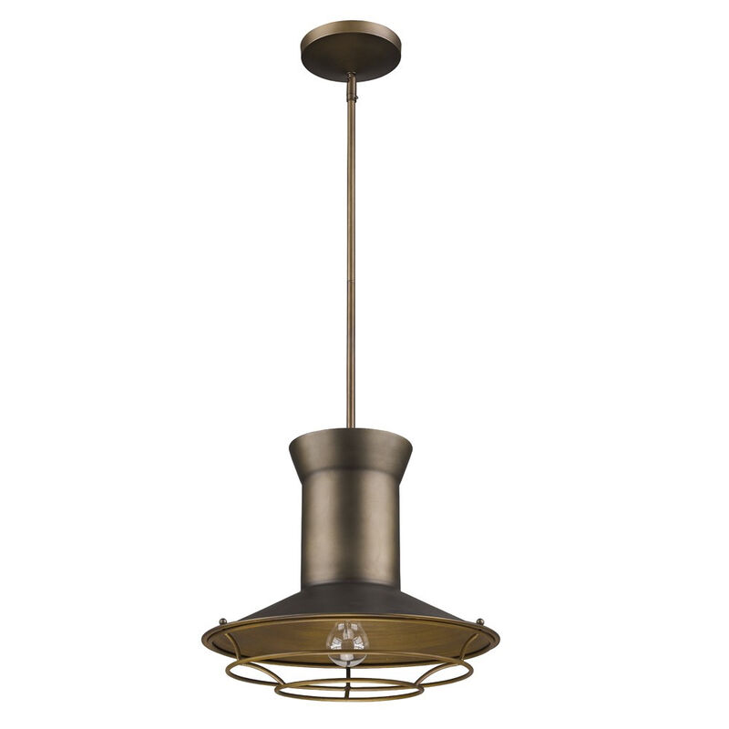 Hivvago Newport 1-Light Tin Coated Pendant With Raw Brass Interior Shade And Louver