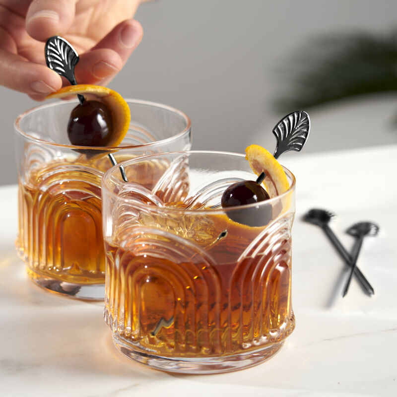 Art Deco Cocktail Picks in Gunmetal Set of 4