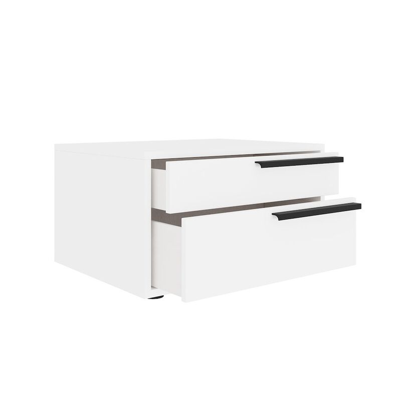 Casabianca Home Carter Right Nightstand In White High Gloss With Black Handle
