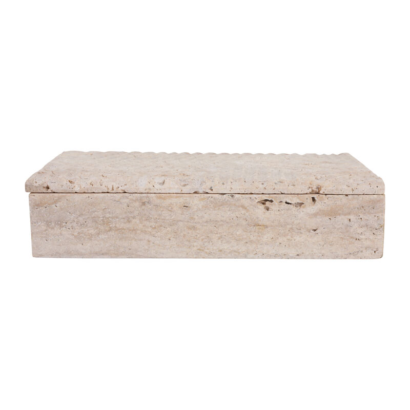 12x6" Carved Travertine Box, Tan image number 4