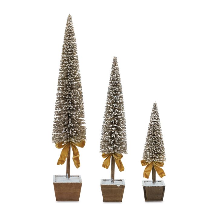 Potted Tree Decor for Indoor or Outdoor Home and Garden Styling (Set of 3)