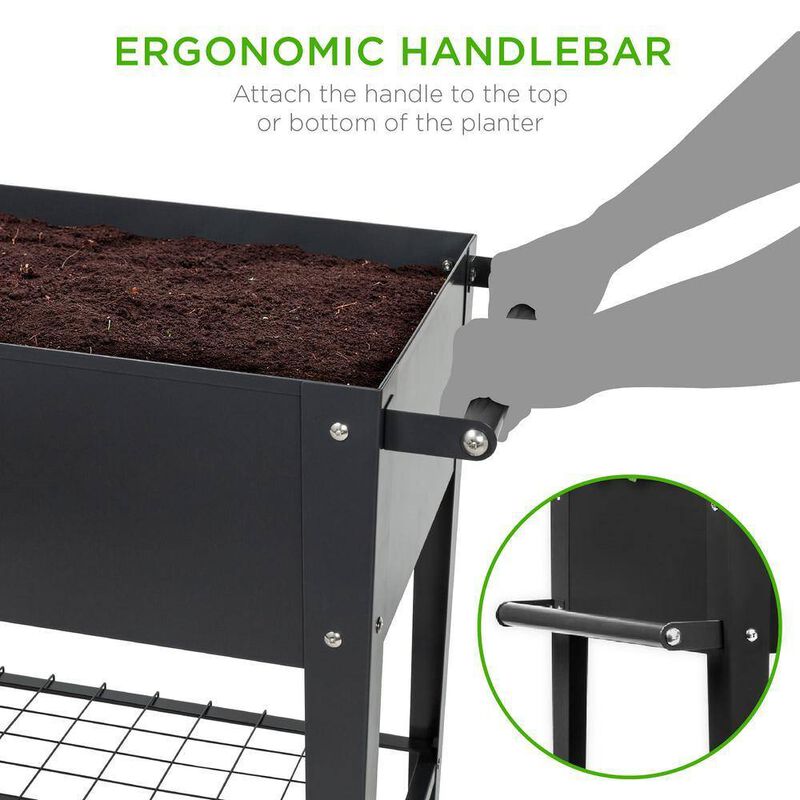 Mobile Metal Raised Garden Planter – Outdoor Bed Cart on Wheels for Small Spaces