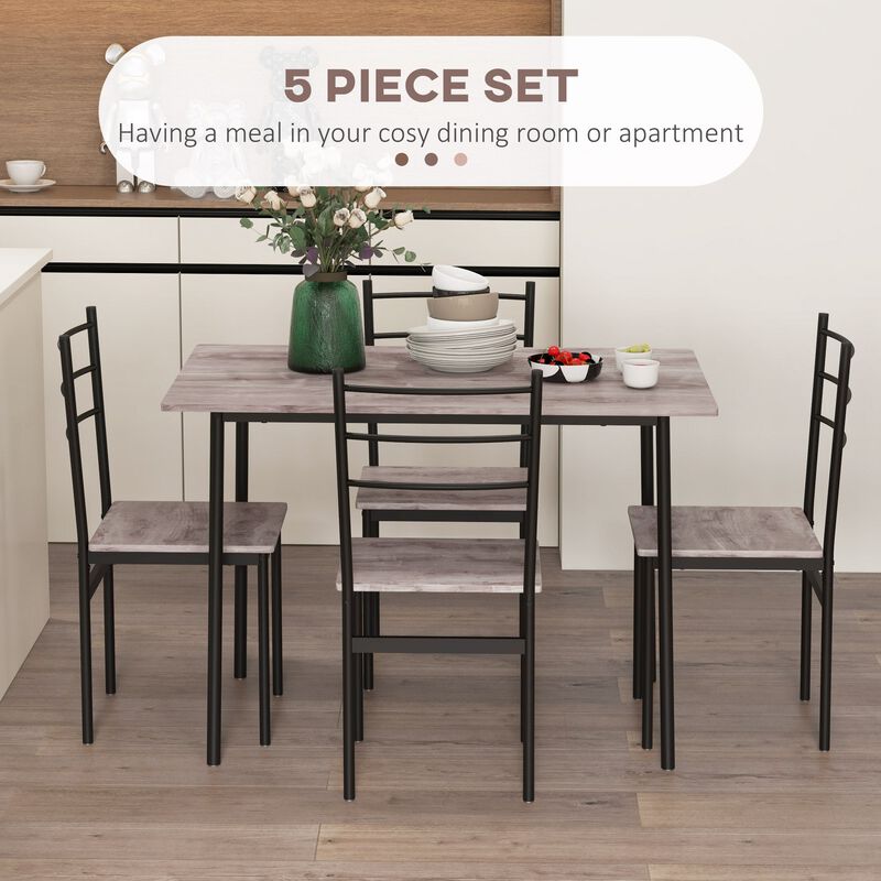 5 Piece Dining Table Set for 4, Space Saving Table and 4 Chairs