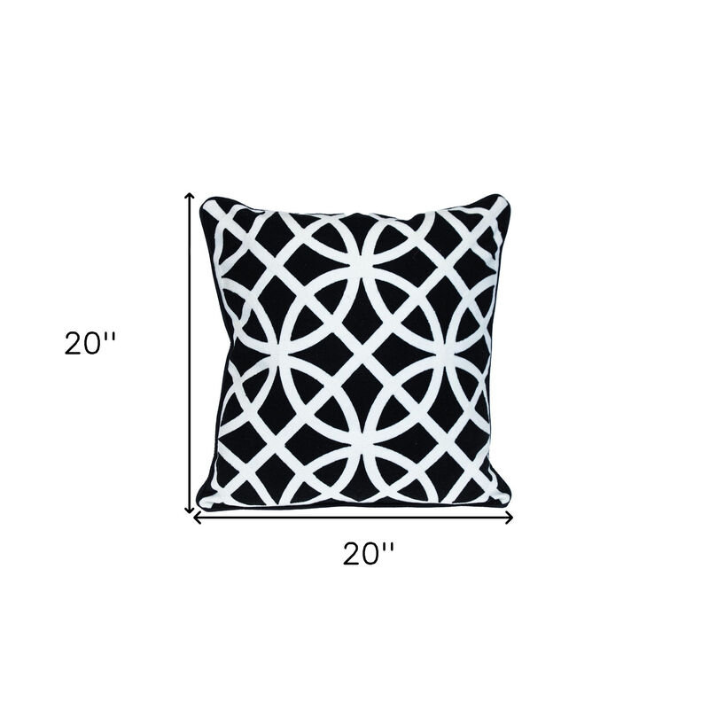 HomeRoots 20" Black Geometric Cotton Throw Pillow image number 4
