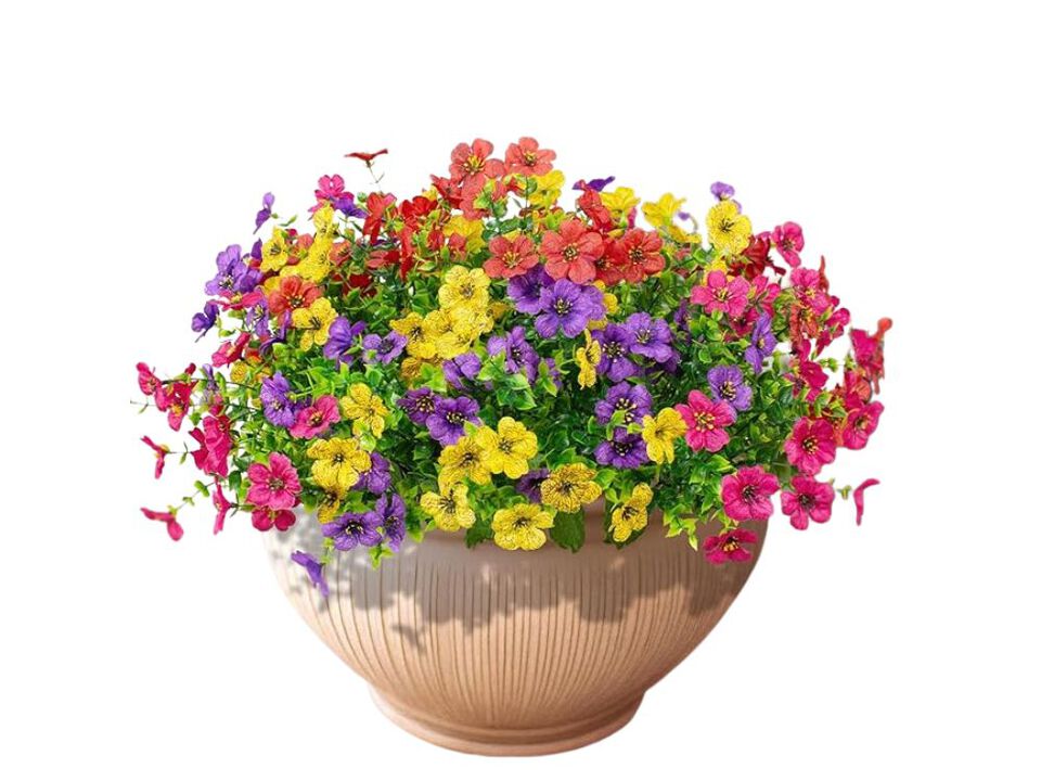 16 Bundle Colorful Artificial Eucalyptus Flowers UV Resistant Outdoor Window Box