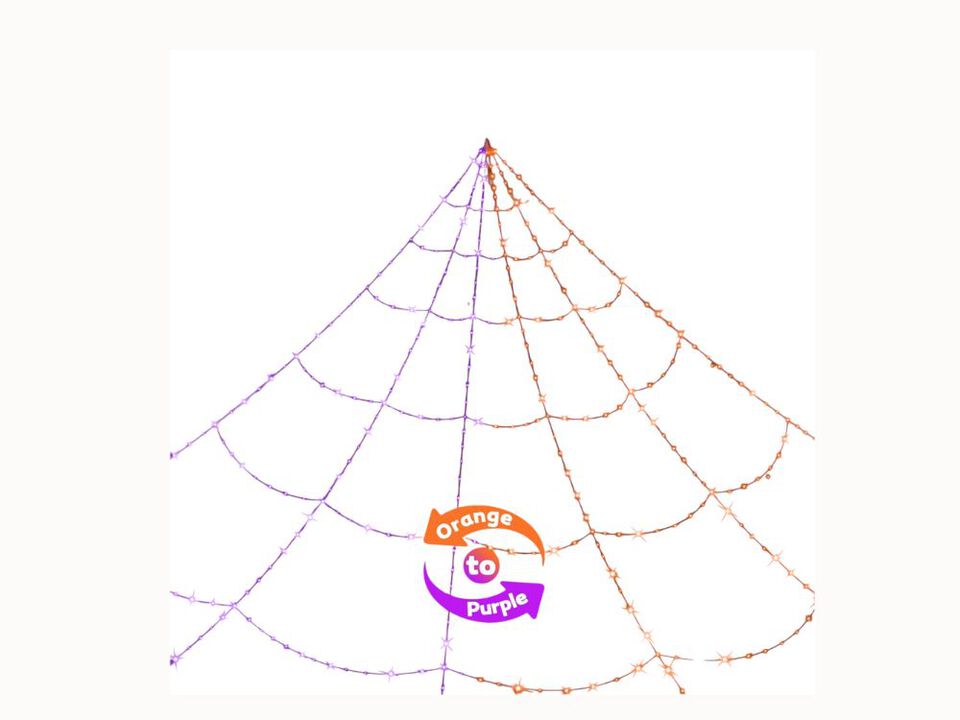 550 LED Halloween Spider Web Lights – Giant Purple & Orange Cobweb with Remote, Timer & 11 Modes for Yard, Garden & Party Decor
