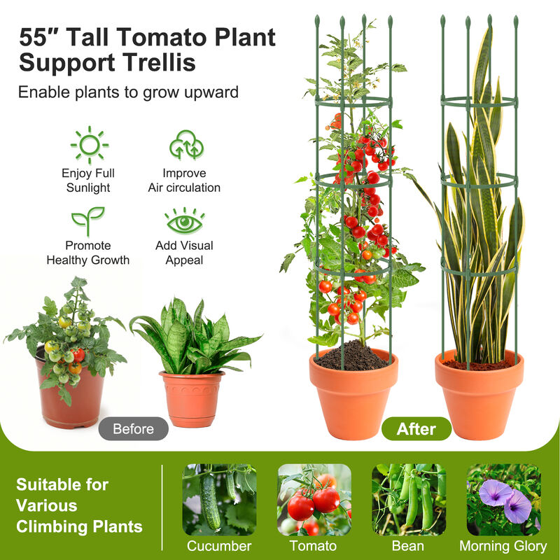2-Pack Garden Trellis Tomato Cage with Adjustable Height-Green