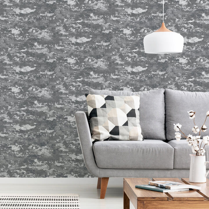 Mercer Dark Grey Patina Wallpaper (Set of 2)