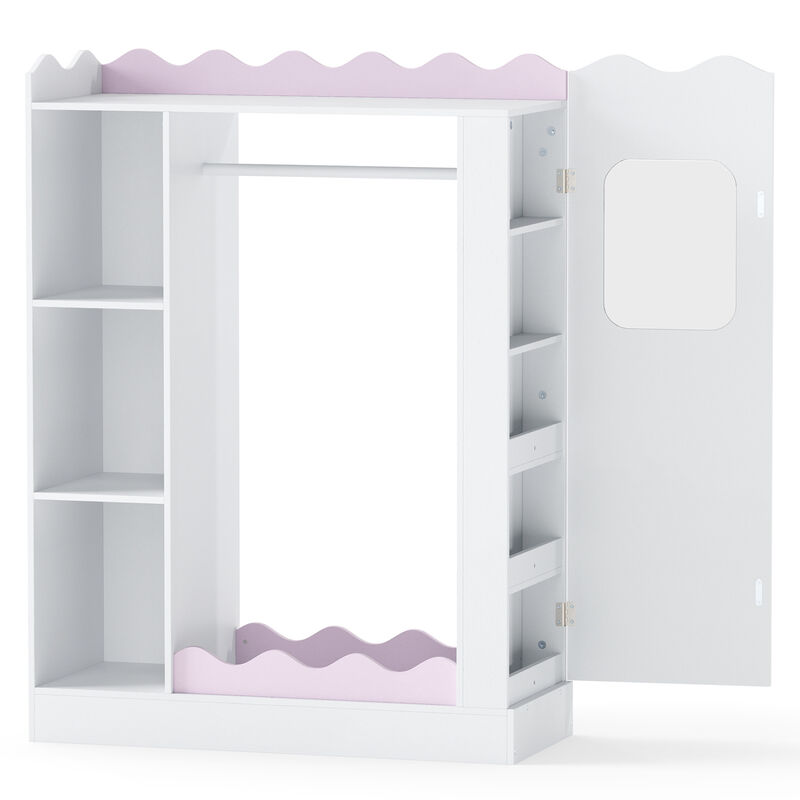 Kids Dress Up Closet with Mirror, Hanging Rod and Storage Shelves image number 0