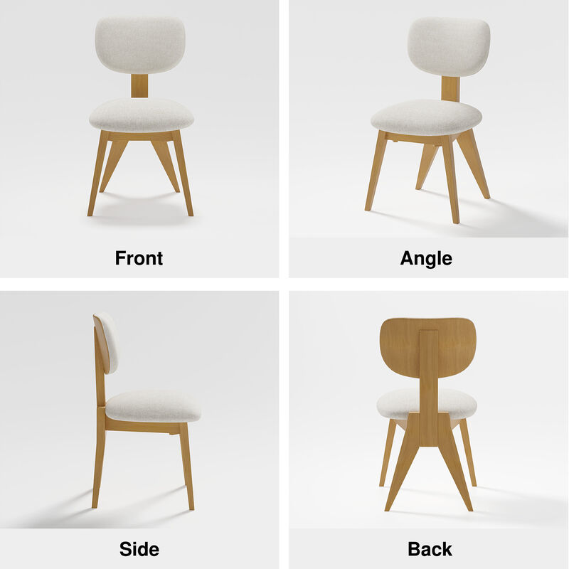 Vivica Upholstered Modern Dining Chairs with Natural Color Leg (Set of 2)