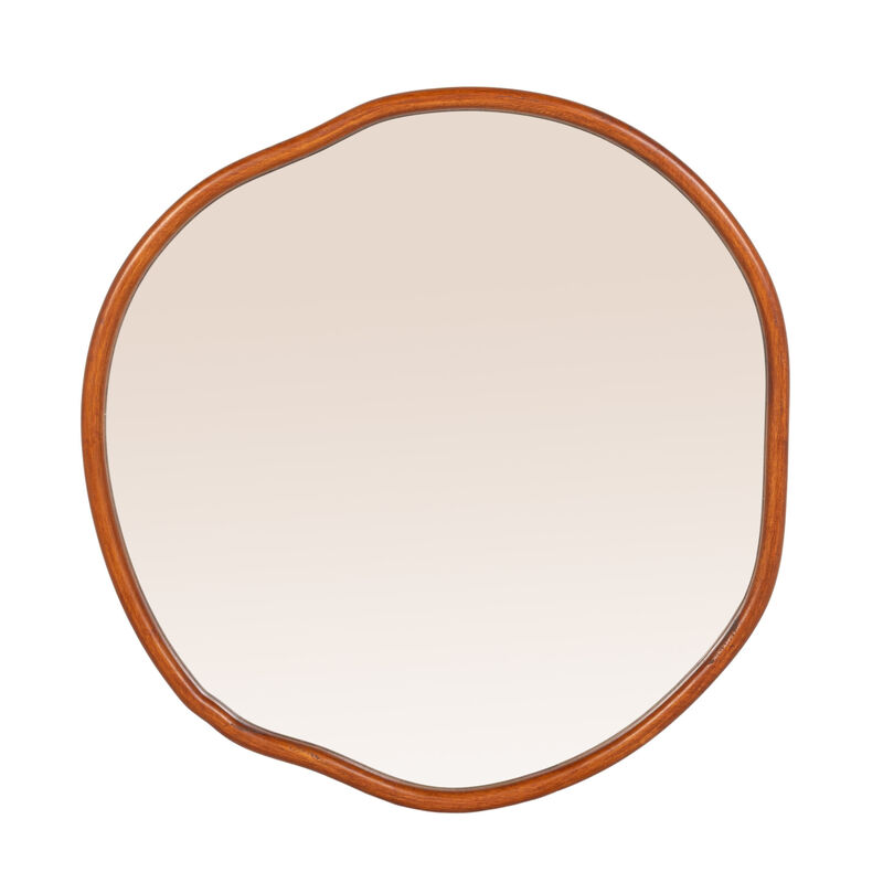 Organic Wall Mirror with Wood Frame, Walnut Finish image number 3