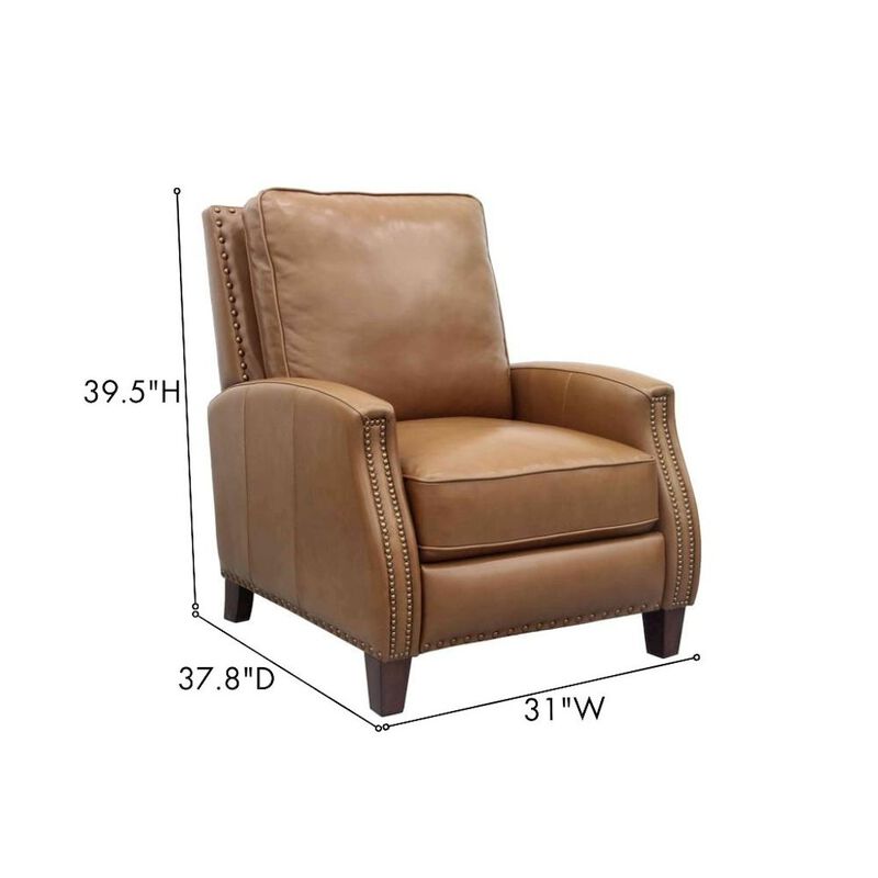 Brown Leather Recliner Chair with Hardwood Frame and Footrest image number 6