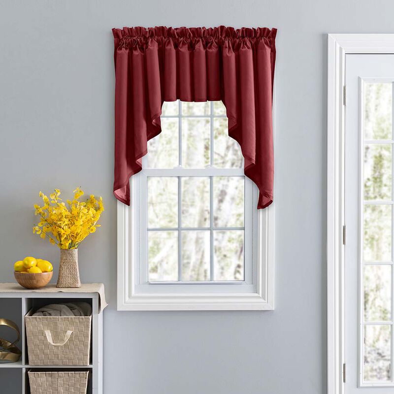 Ellis Stacey 3" Rod Pocket High Quality Fabric Solid Color Window Lined Swag Set 126"x36" Merlot