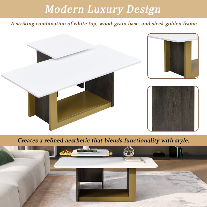Merax Two-Piece Modern Coffee Table Set