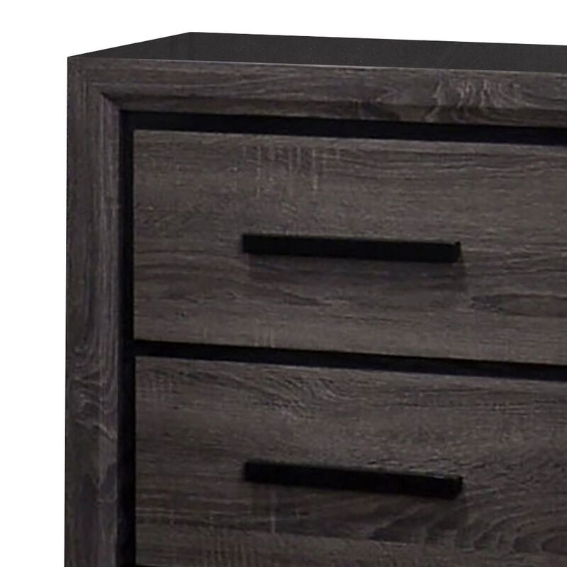 Queen Bedroom Set in Gray & Black Wood &ndash; 3 Piece Set with 2 Nightstands image number 6