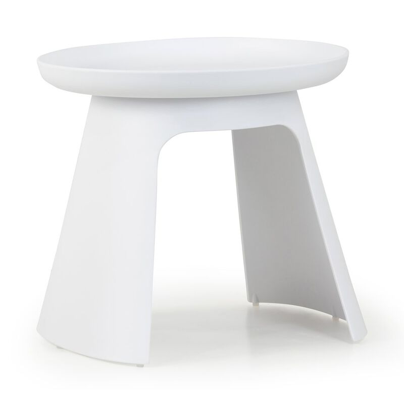 Glamour Home Balius White Plastic Round End Table