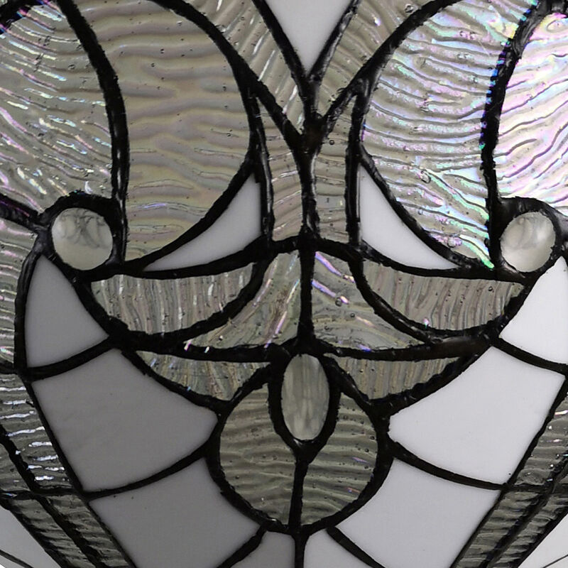 Hivvago 62" Brown Torchiere Floor Lamp With White Tiffany Style Glass Dome Shade