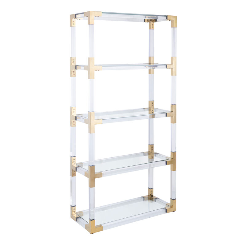 Pasargad Home  Mira Glass Etagere Bookcase with Gold Accents &ndash; 4 Shelf image number 0