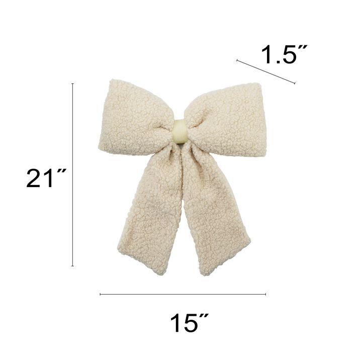 Blush Faux Sherpa Clip-On Bow with Iron Detail