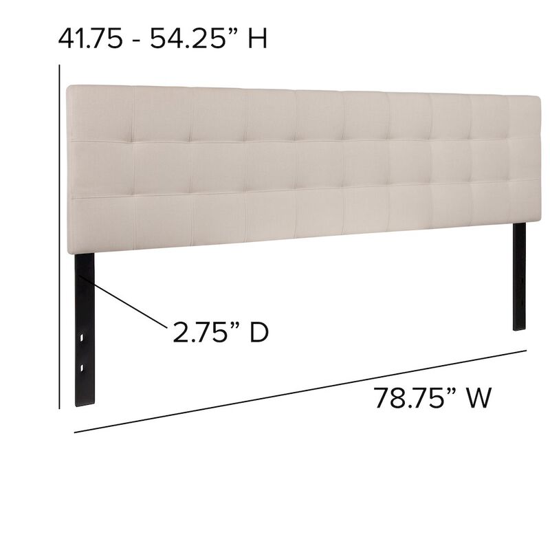 Flash Furniture Tufted Upholstered King Size Headboard in Beige Fabric image number 2