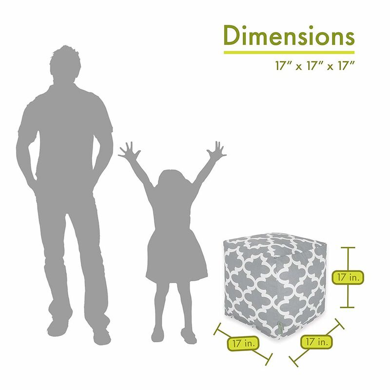 Majestic Home Goods Cube Pouf Trellis Gray