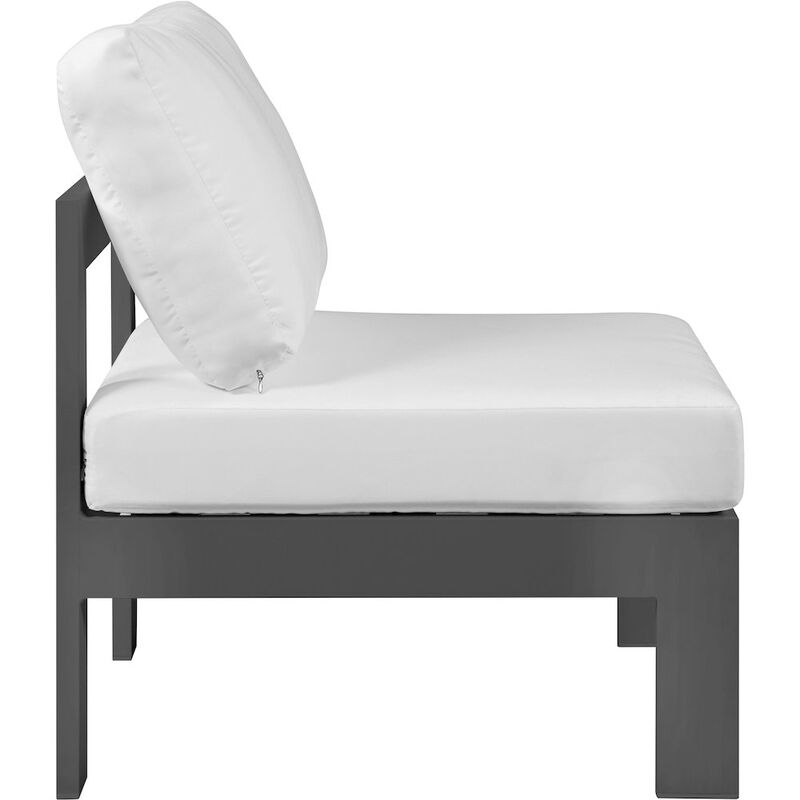 Meridian Furniture Nizuc White Water Resistant Fabric Outdoor Patio Aluminum Armless Chair