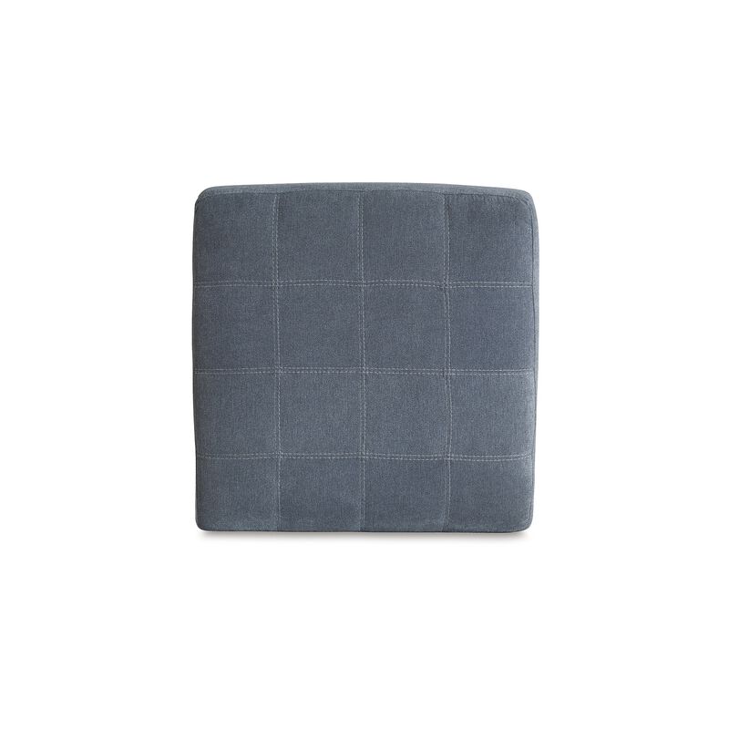 Marlow Oversize Ottoman, Stitch Details, Muted Blue Polyester 36 Inch