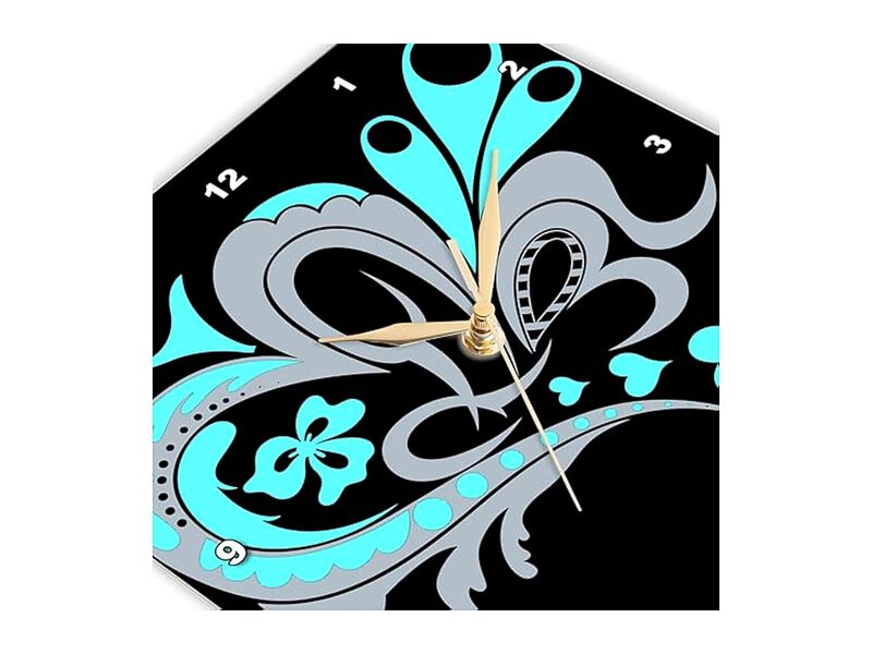 Pretty Turquoise Gray Black Nouveau Hearts Wall Clock 13 Inch Home Decor image number 3