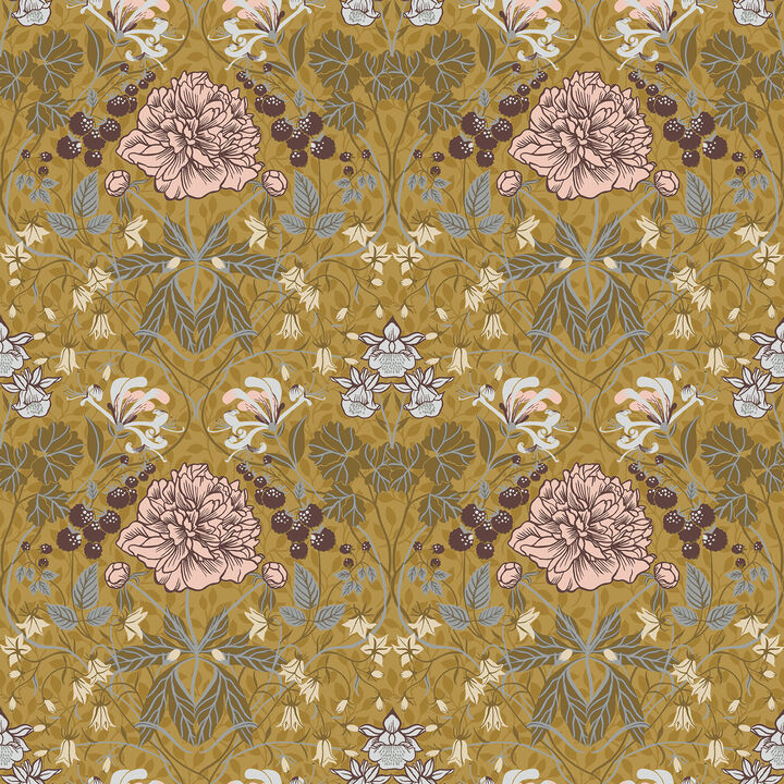 Celestine Mustard Floral Wallpaper