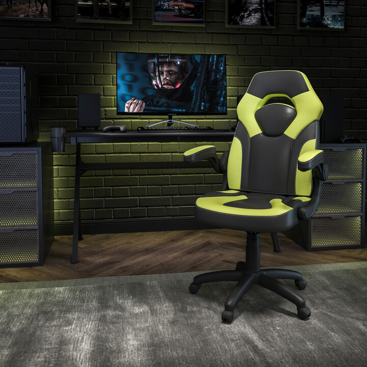 X10 Gaming Chair Racing Office Ergonomic Computer PC Adjustable Swivel Chair with Flip-up Arms, / LeatherSoft