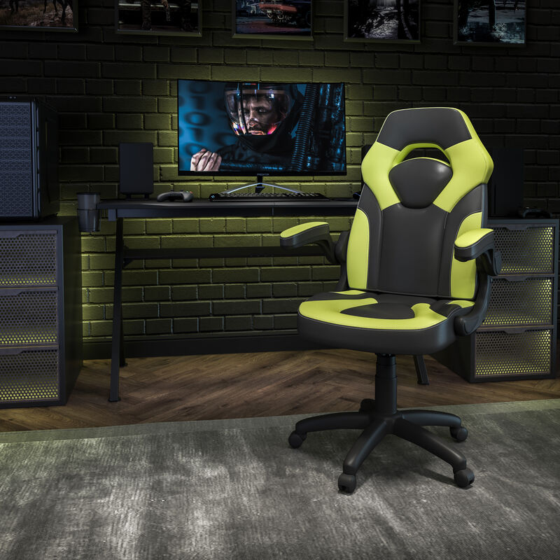 X10 Gaming Chair Racing Office Ergonomic Computer PC Adjustable Swivel Chair with Flip-up Arms, / LeatherSoft image number 1