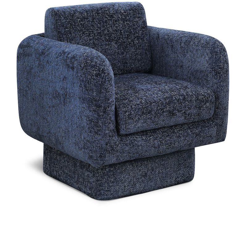 Meridian Furniture Alessandra Navy Chenille Fabric Swivel Accent Chair