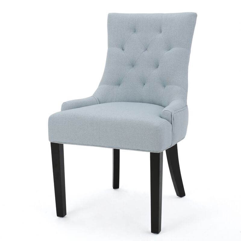 Chen Dining Chair Set of 2, Espresso Wood, Light Blue Button Tufted image number 1