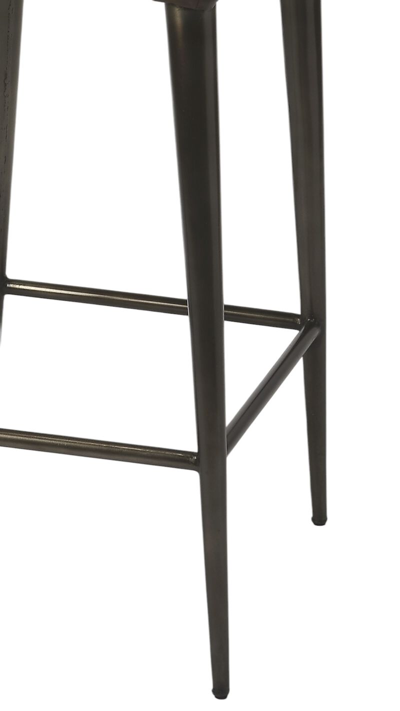 Hivvago 32 Inch Brown and Black Manufactured Wood and Iron Bar Chair