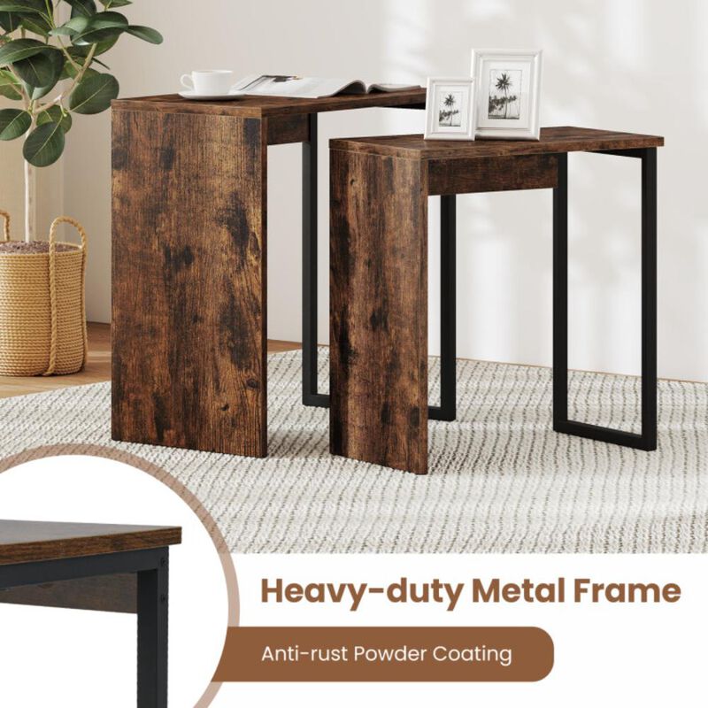 Hivvago 2-in-1 Nesting Coffee Table Set of 2 for Living Room and Bedroom