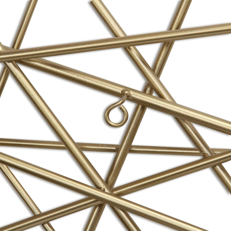 HomeRoots 25" X 49" Gold Abstract Lines Metal Hanging Dimensional Sculpture image number 5