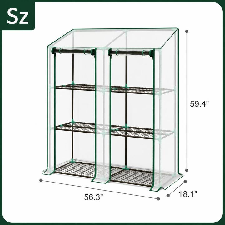 WOW PIONEER Portable Lean-to Wall Greenhouse with Three-Tier Six Wire Shelves for Plant Protection, Growing and Space-Saving Outdoor Indoor Use