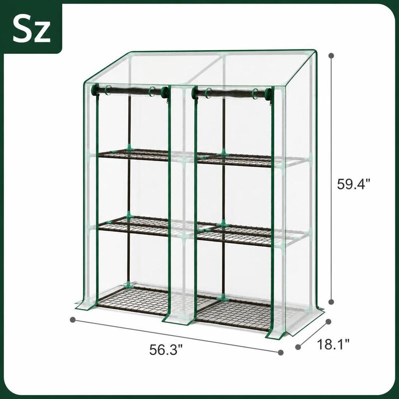 WOW PIONEER Portable Lean-to Wall Greenhouse with Three-Tier Six Wire Shelves for Plant Protection, Growing and Space-Saving Outdoor Indoor Use image number 1