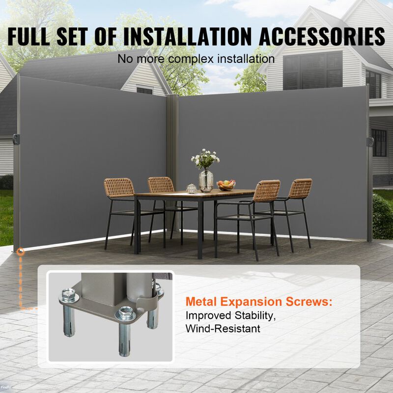 Retractable Patio Privacy Screen with UV Protection and 180g Waterproof Polyester