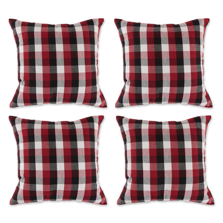 Set of 4 Cardinal Red and White Checkered Throw Pillow Covers 18"
