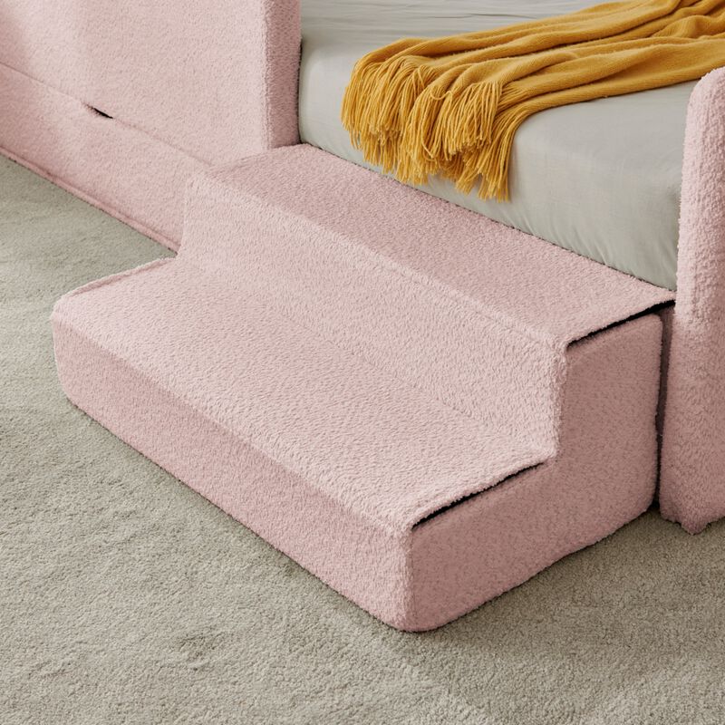Josmok Multi-Functional Boucle Upholstered Toddler Bed image number 5