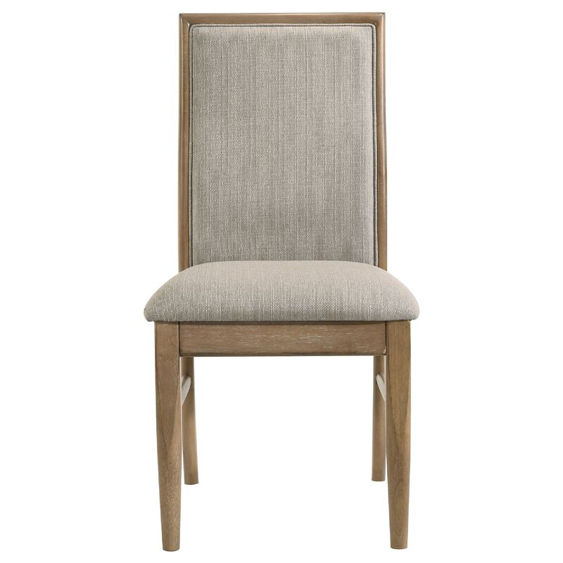 Amity Dining Chair Set of 2, Beige Textured Fabric, Natural Rubberwood image number 3