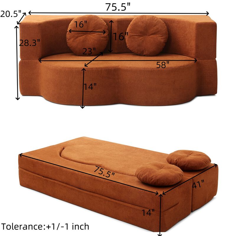 Merax Folding Sofa Bed with Pillow, Twin Sleeper Sofa, Floor & Futon Loveseat Couch image number 5