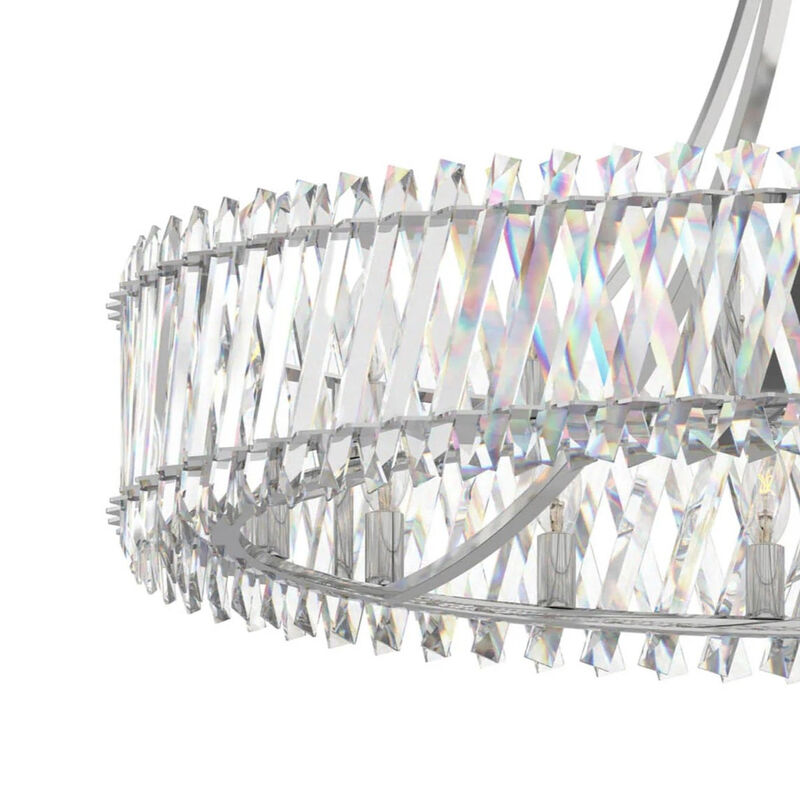 42" 18-Light Contemporary Polished Nickel Crystal Chandelier, Large Circular Ceiling Light for Living Room, Dining Room image number 2