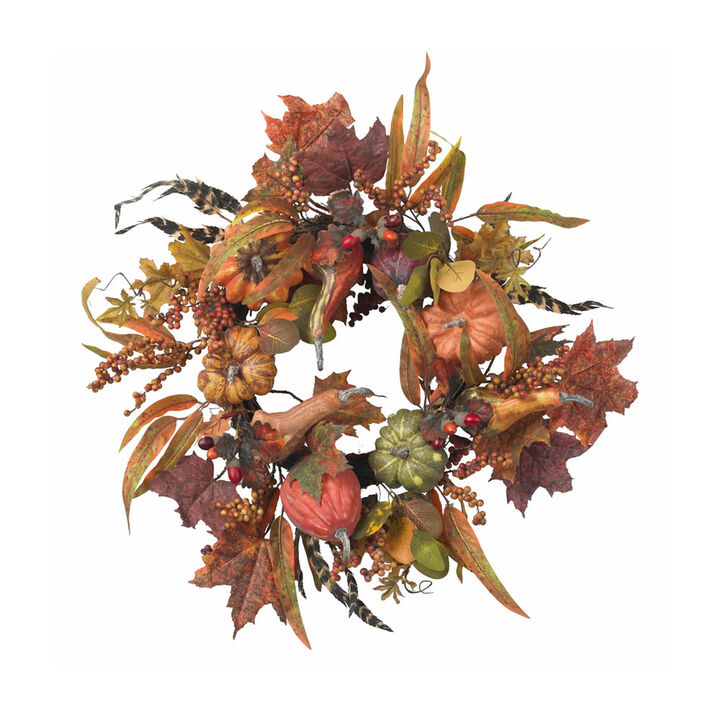 Nearly Natural 24-in Pumpkin & Berry Wreath